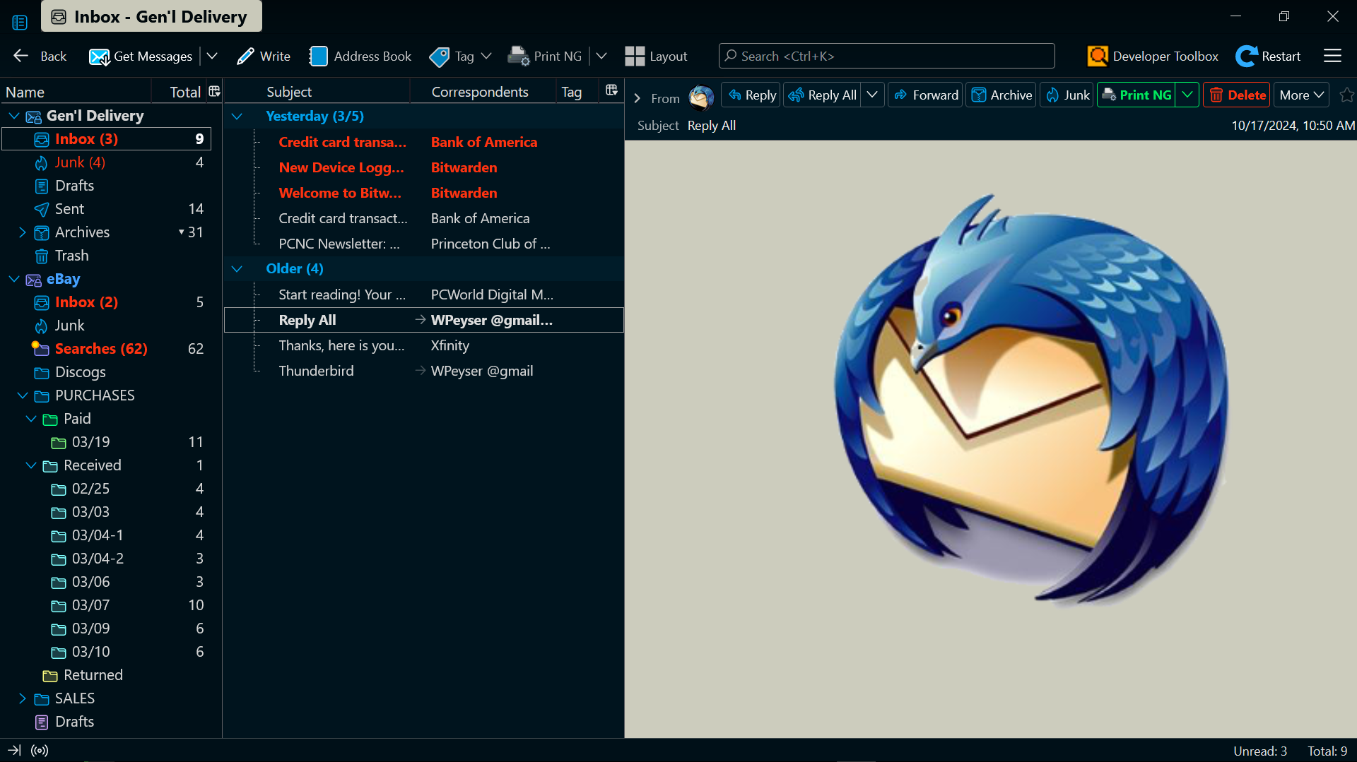 Thunderbird Mail window